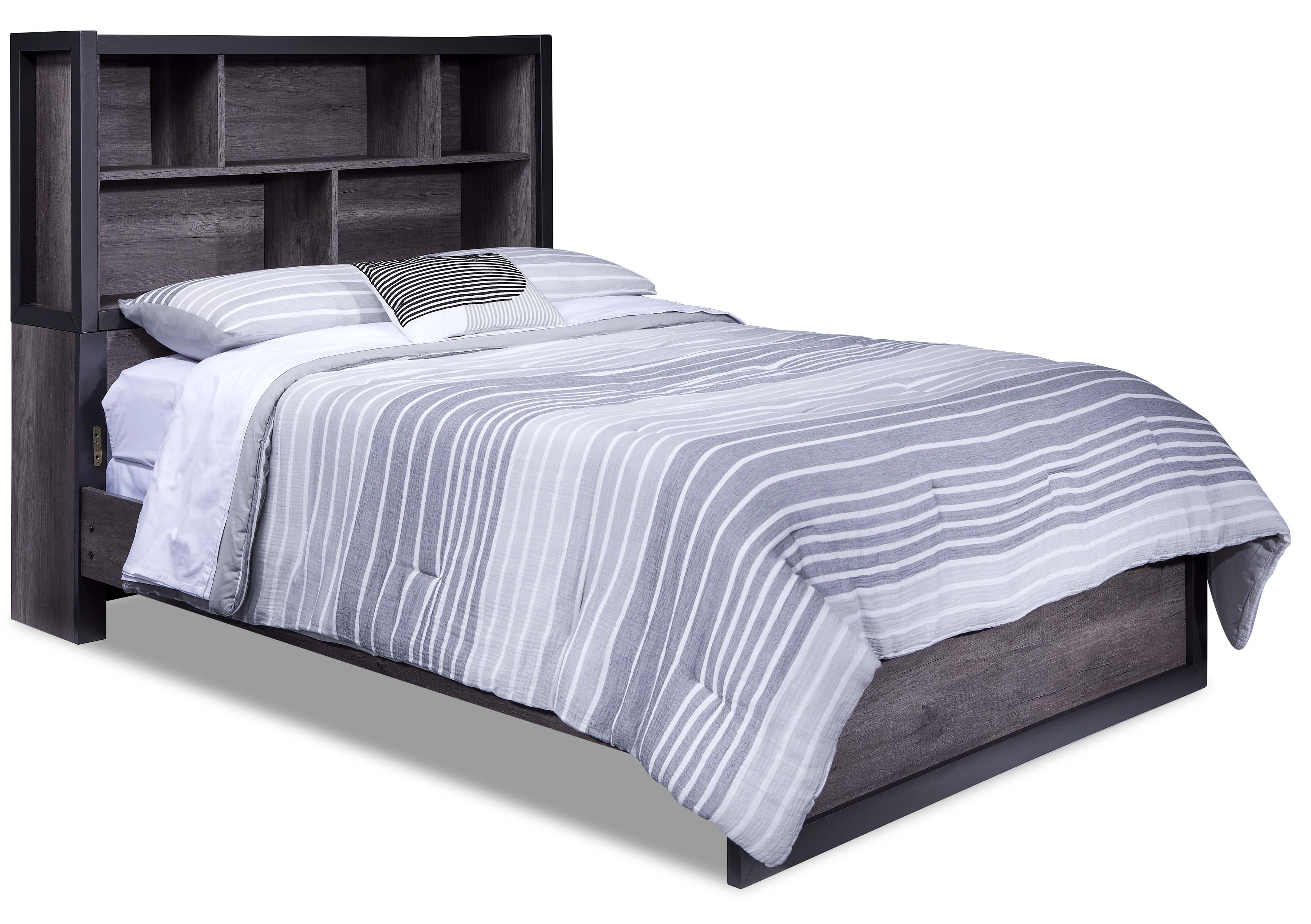 Terreno 6-Piece Full Bookcase Bedroom Set - Grey - Image 2