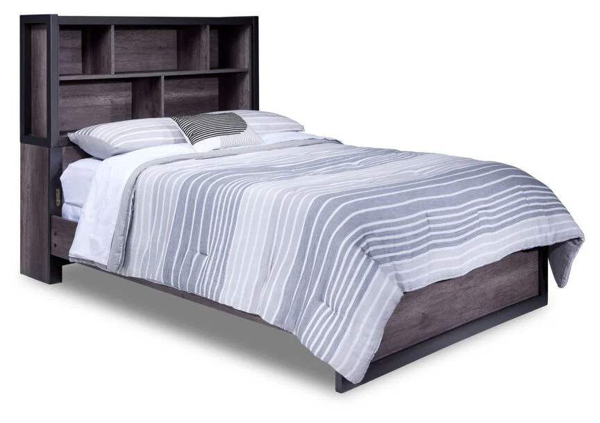 Terreno 6-Piece Twin Bookcase Bedroom Set - Grey - Image 2