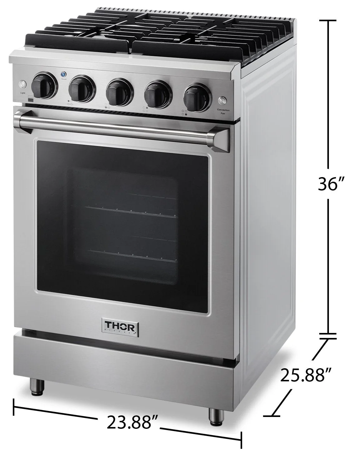 Thor Kitchen 24" 3.7 Cu. Ft. Freestanding Gas Range - LRG2401 - Image 5