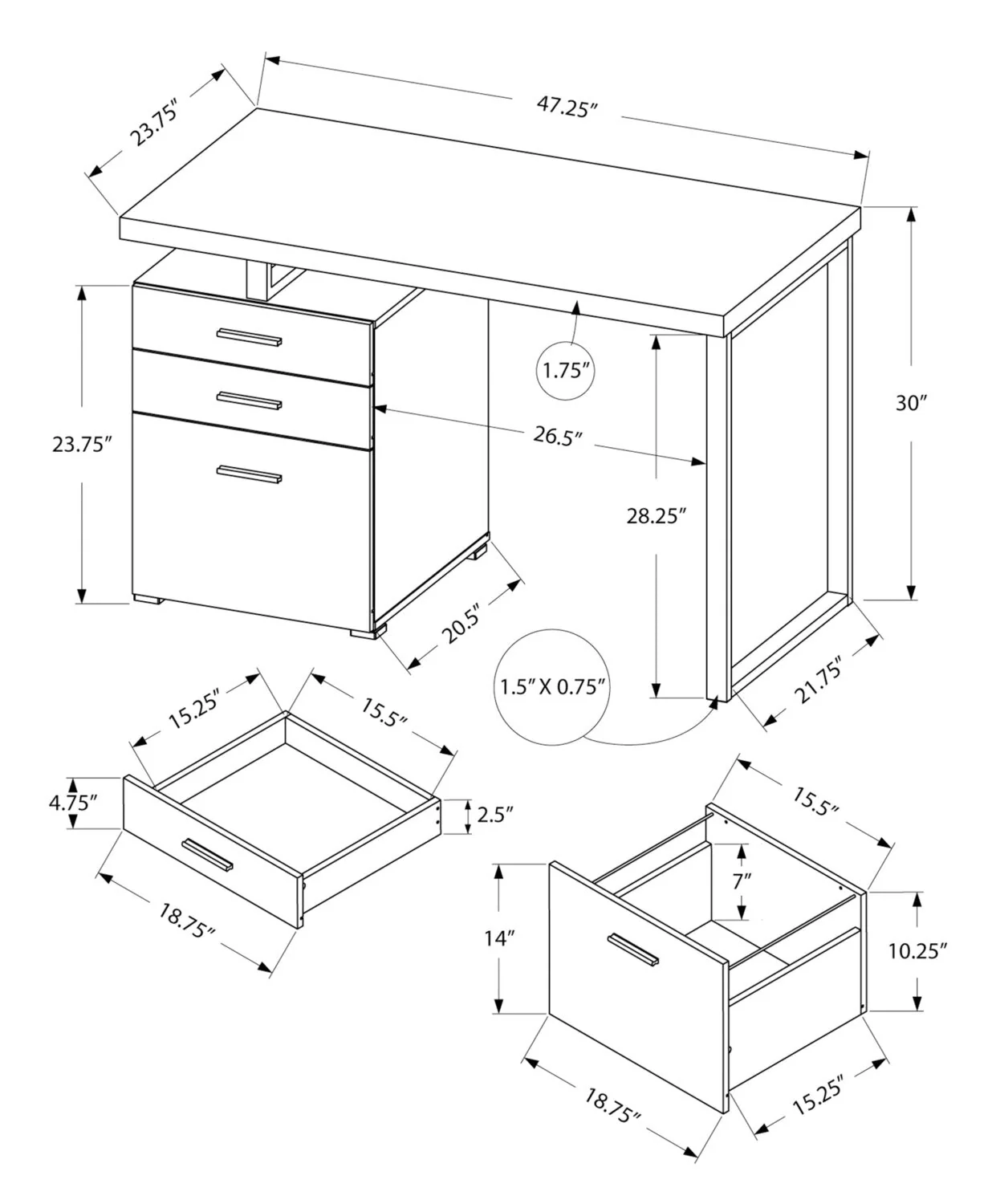 Tintern Reversible Desk - Grey - Image 4