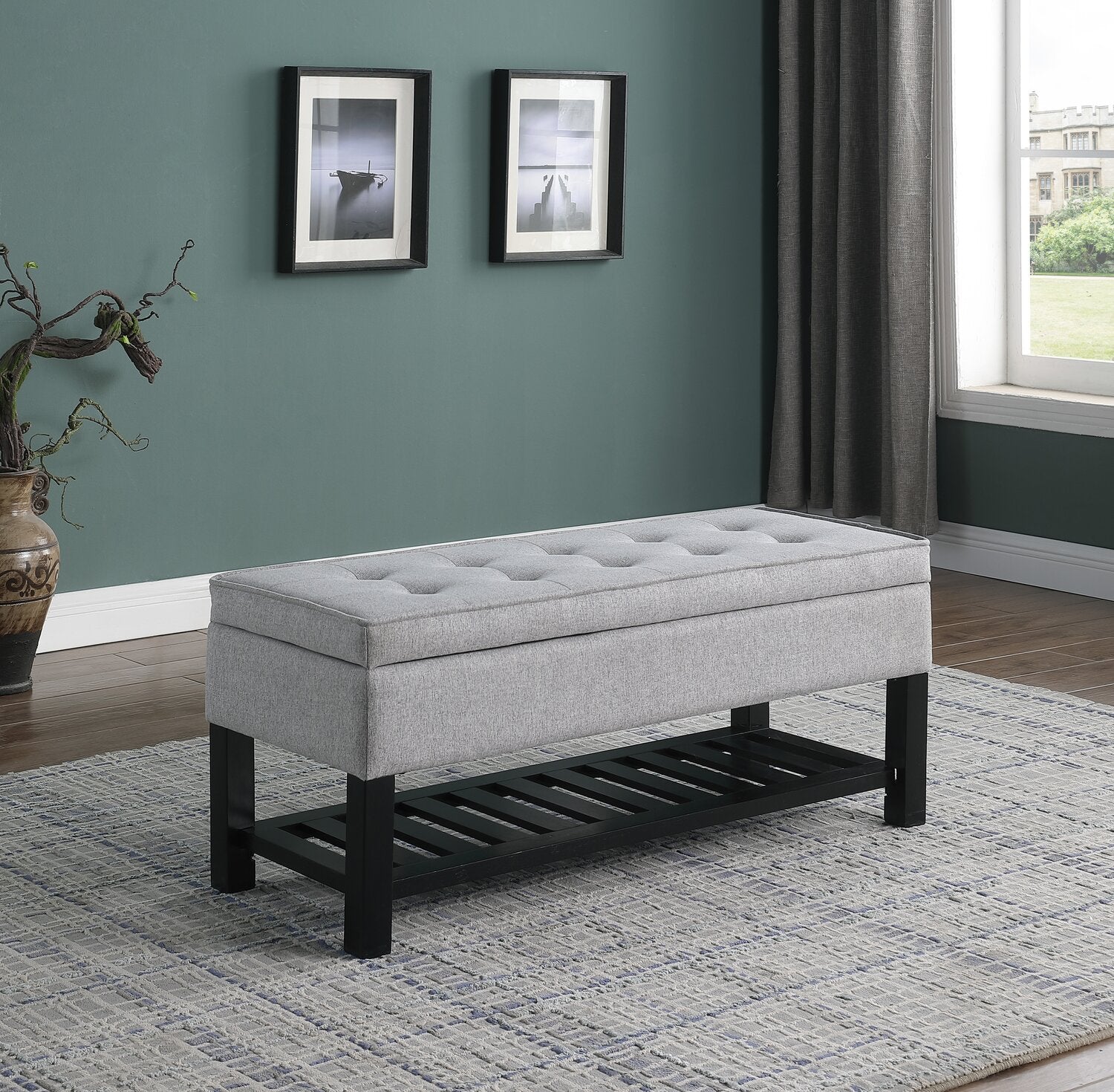 Troyer Storage Bench - Light Grey - Image 7