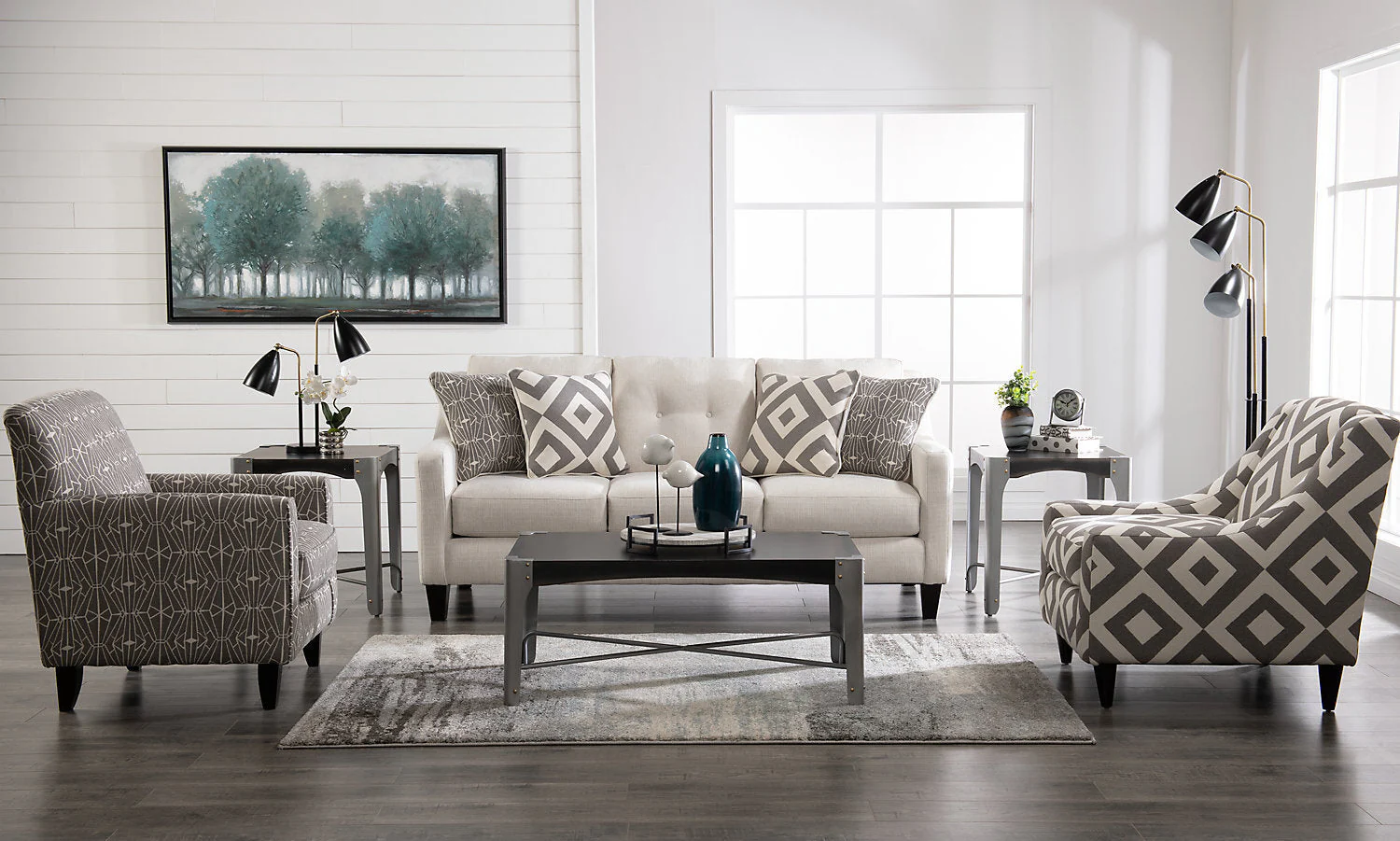 Tuva Linen-Look Fabric Accent Chair - Charcoal Square - Image 4