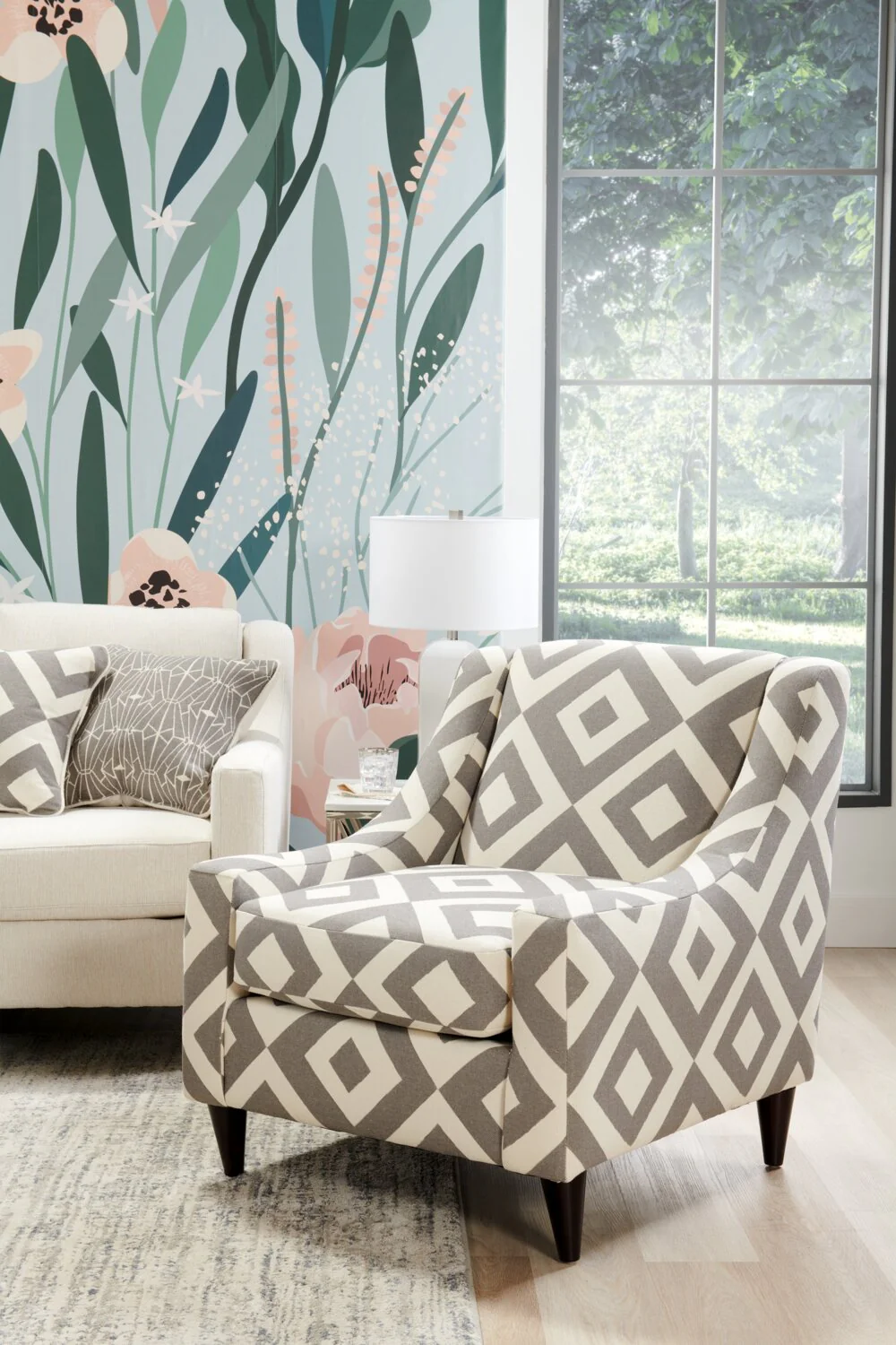 Tuva Linen-Look Fabric Accent Chair - Charcoal Square - Image 6