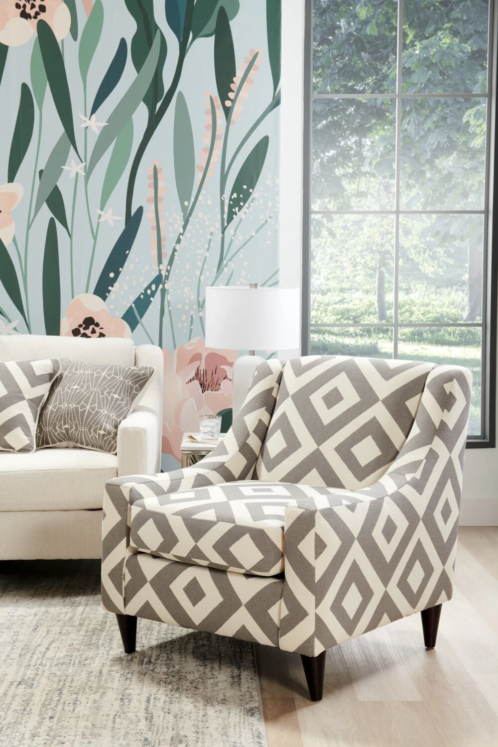 Tuva Linen-Look Fabric Accent Chair - Charcoal Square - Image 8