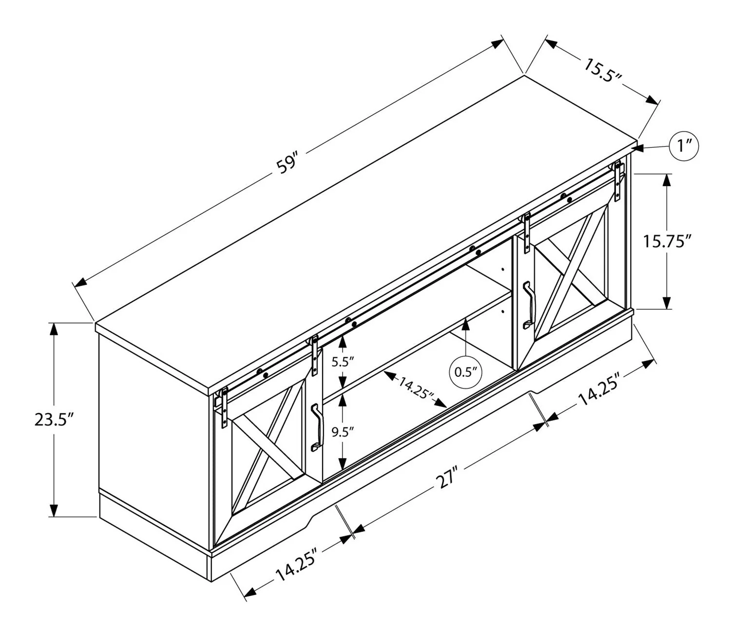 Vallence 60" TV Stand - Brown - Image 5