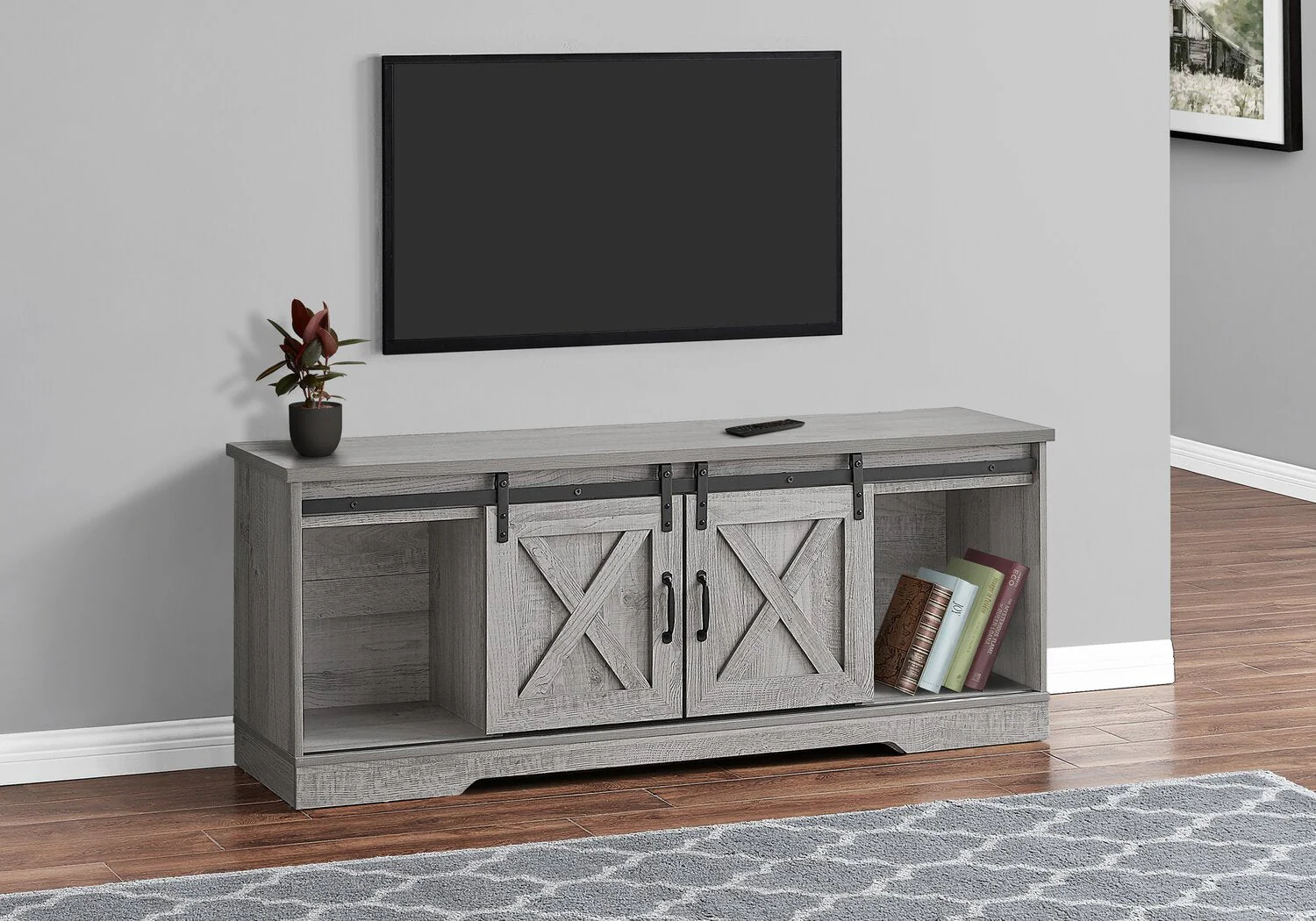 Vallence 60" TV Stand - Grey - Image 3