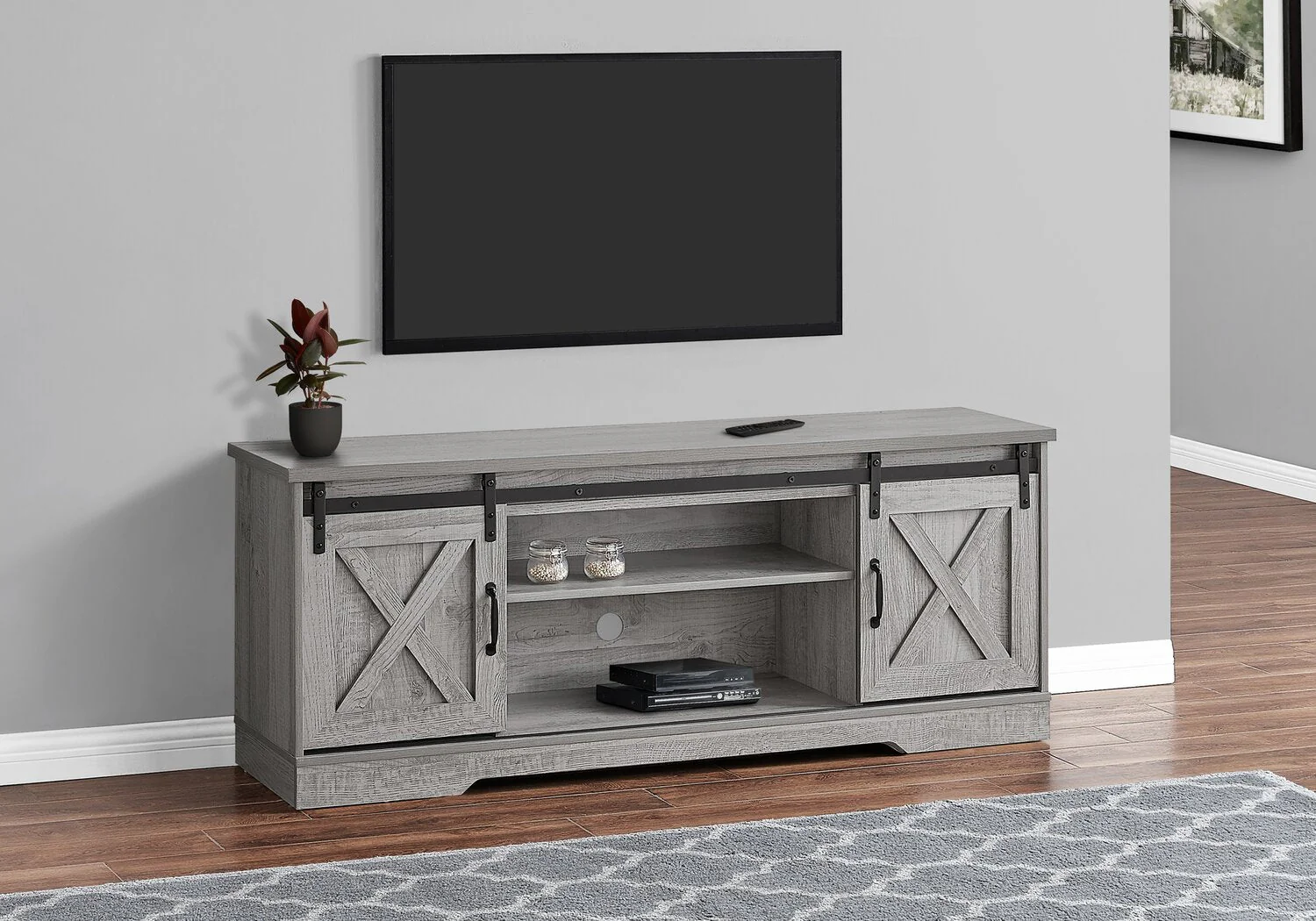 Vallence 60" TV Stand - Grey - Image 4