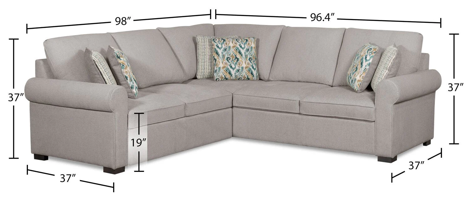 Valley 2-Piece Left-Facing Chenille Sectional - Grey - Image 7
