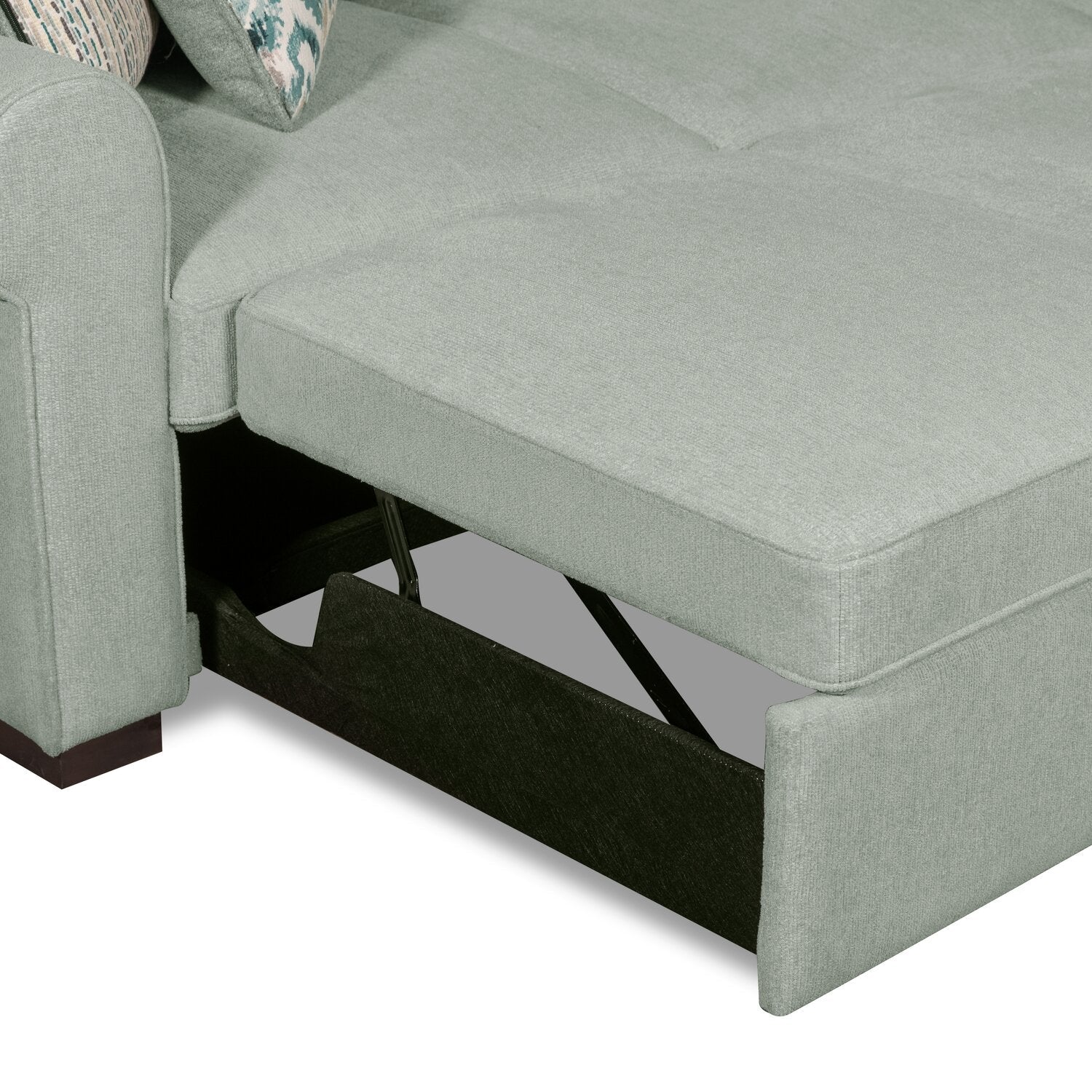 Valley 2-Piece Left-Facing Chenille Sectional with Sleeper Sofa - Seafoam - Image 6
