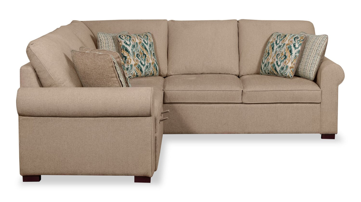 Valley 2-Piece Left-Facing Chenille Sectional with Sleeper Sofa - Taupe - Image 3