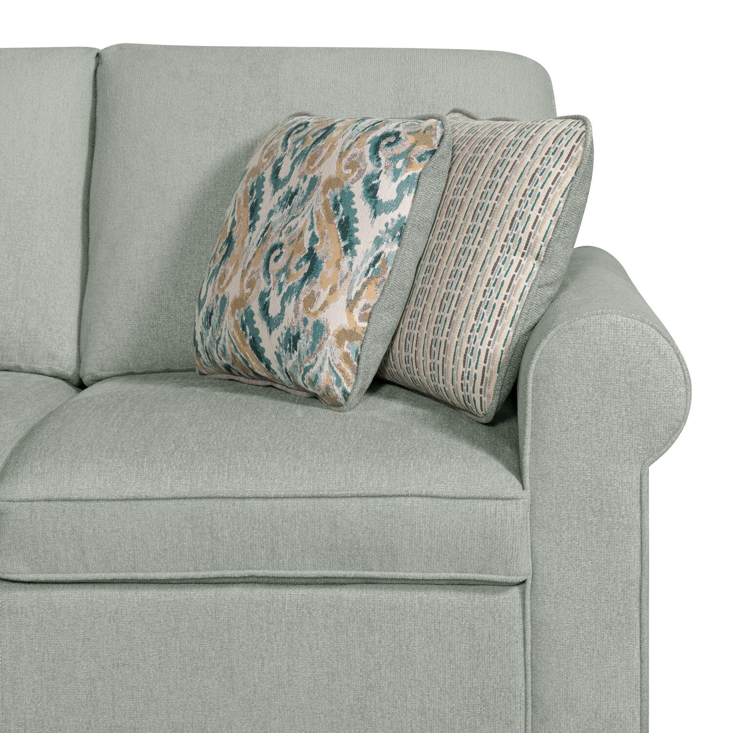 Valley 2-Piece Left-Facing Chenille Sleeper Sectional - Seafoam - Image 6