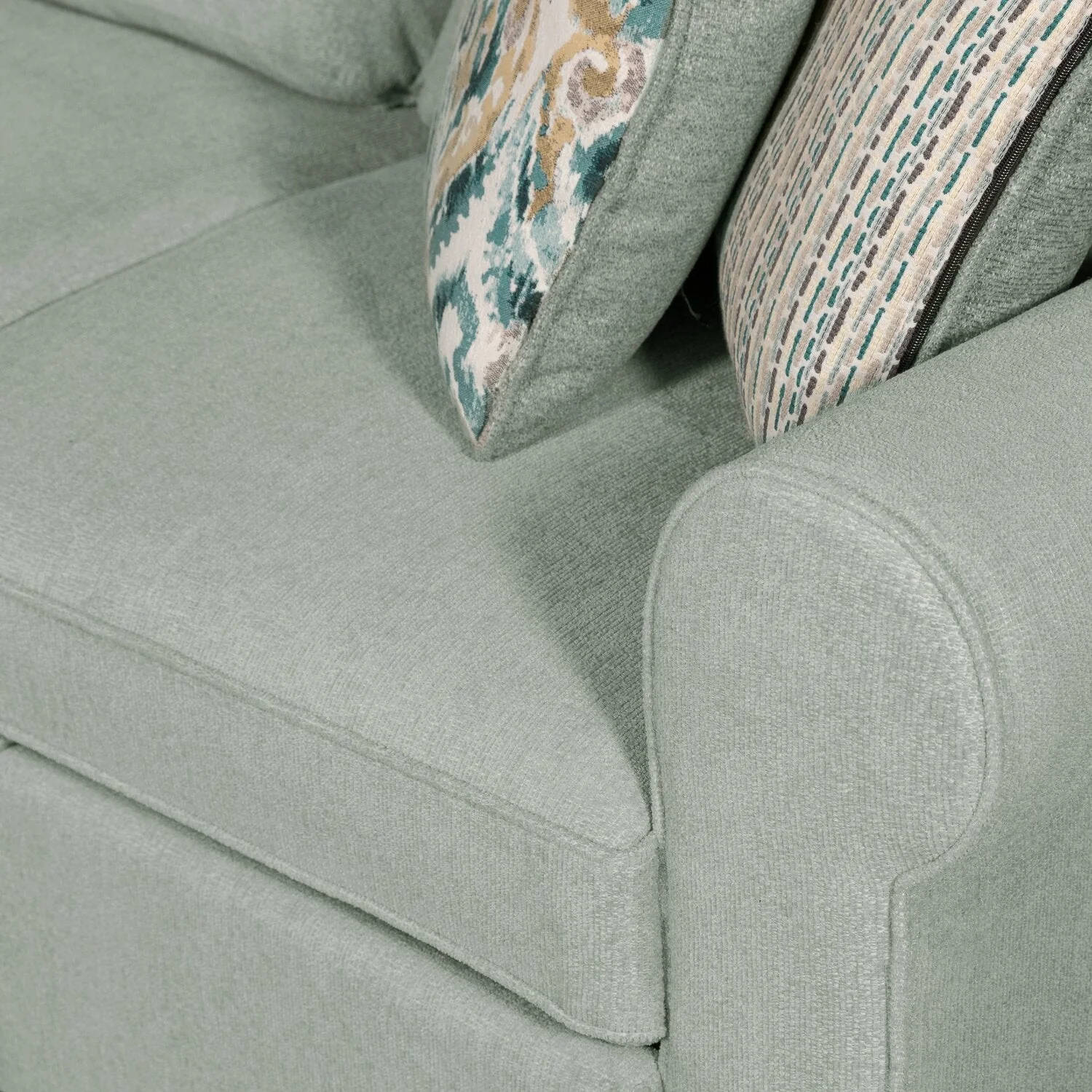 Valley 2-Piece Left-Facing Chenille Sleeper Sectional - Seafoam - Image 8