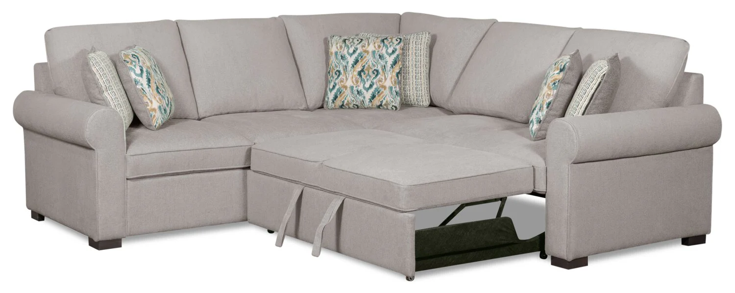 Valley 2-Piece Right-Facing Chenille Sectional with Sleeper Sofa - Grey - Image 2
