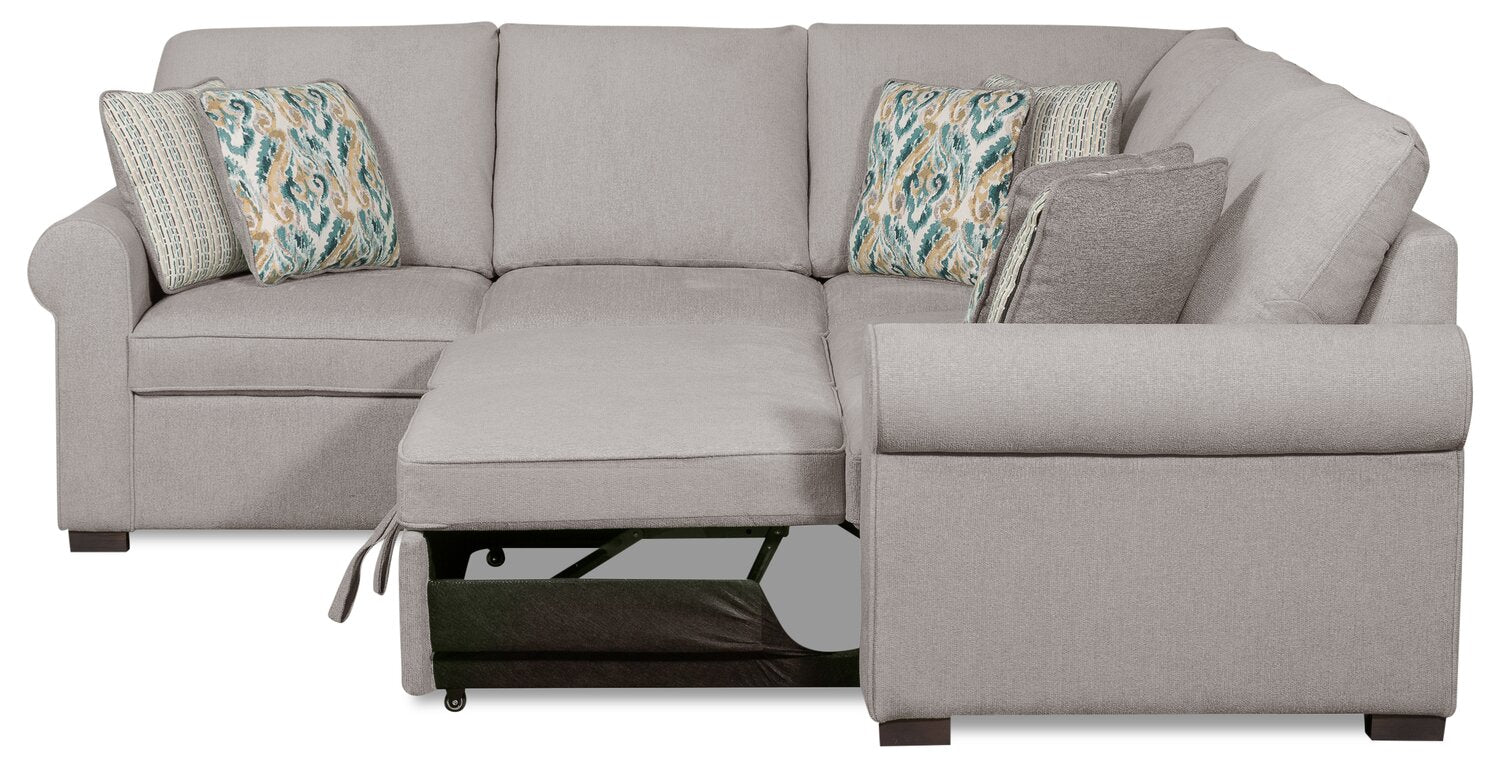 Valley 2-Piece Right-Facing Chenille Sectional with Sleeper Sofa - Grey - Image 4