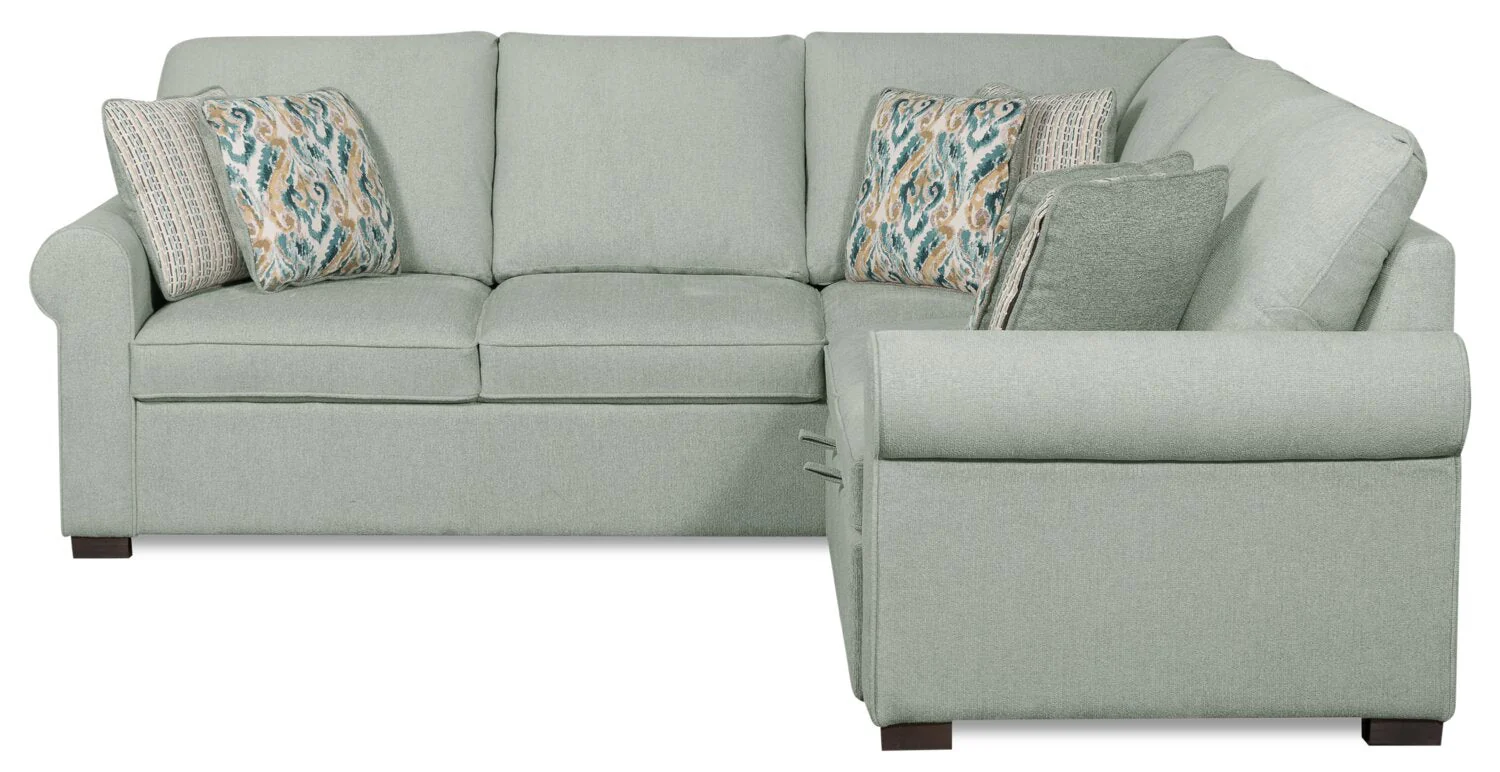 Valley 2-Piece Right-Facing Chenille Sectional with Sleeper Sofa - Seafoam - Image 3