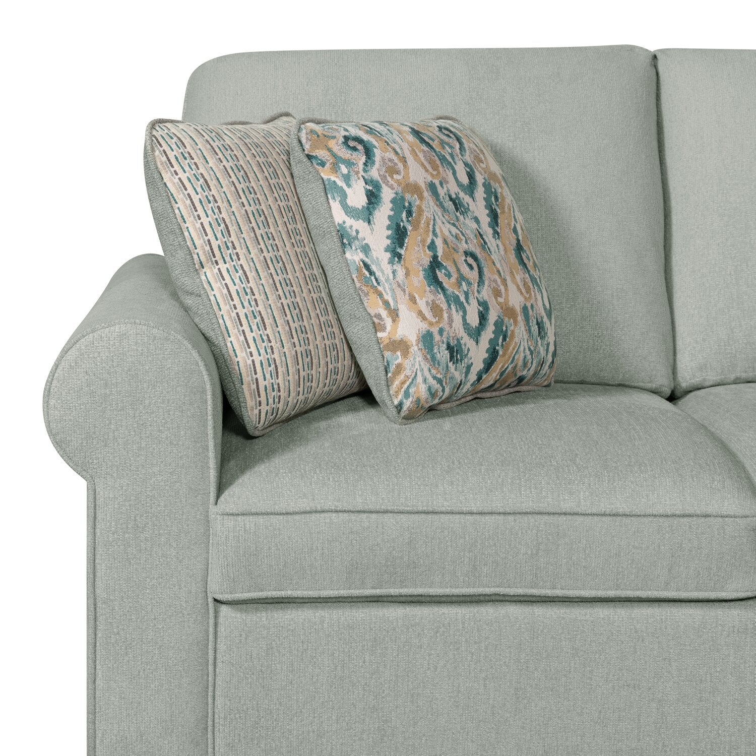 Valley 2-Piece Right-Facing Chenille Sectional with Sleeper Sofa - Seafoam - Image 8