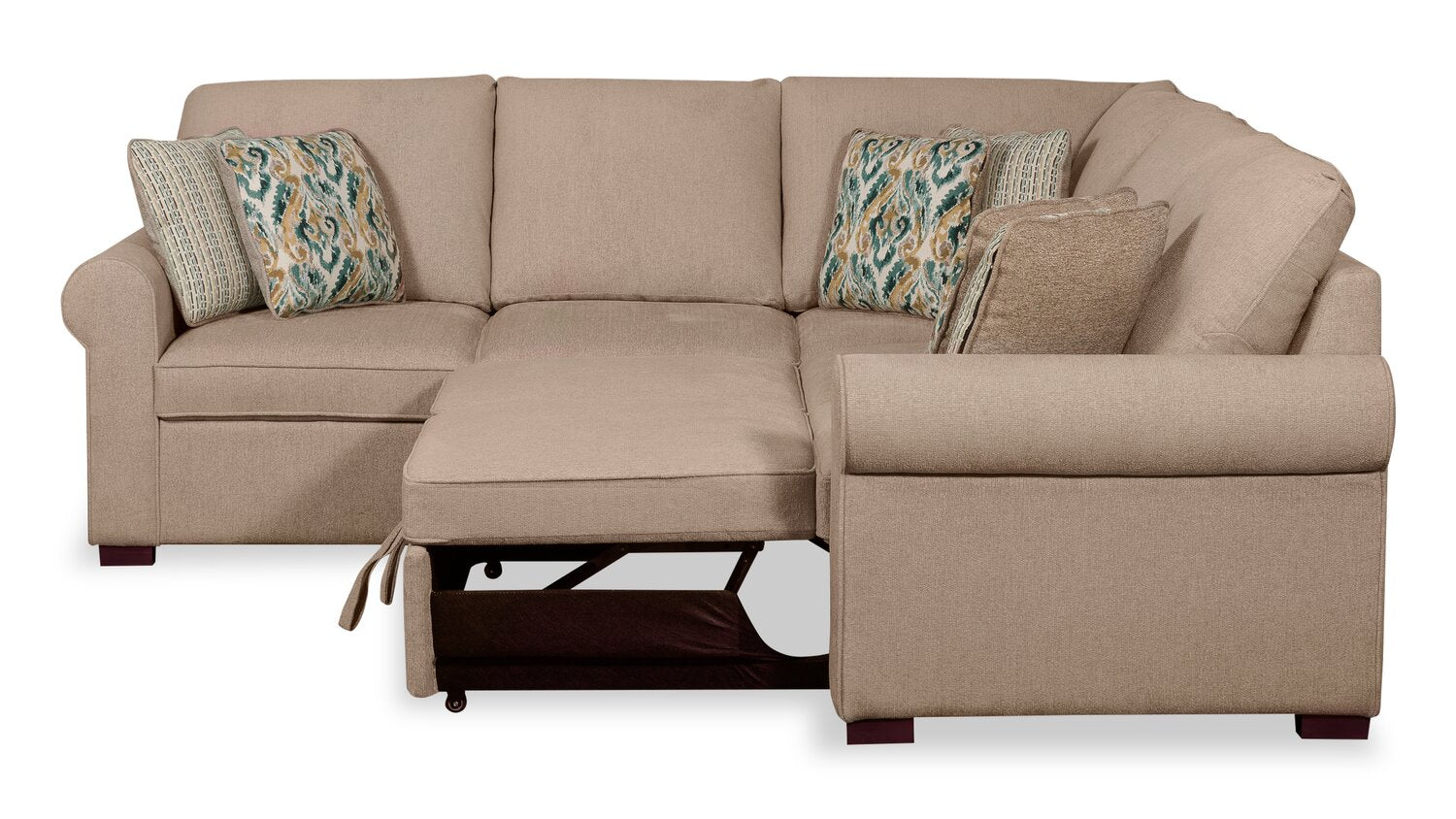 Valley 2-Piece Right-Facing Chenille Sectional with Sleeper Sofa - Taupe - Image 4