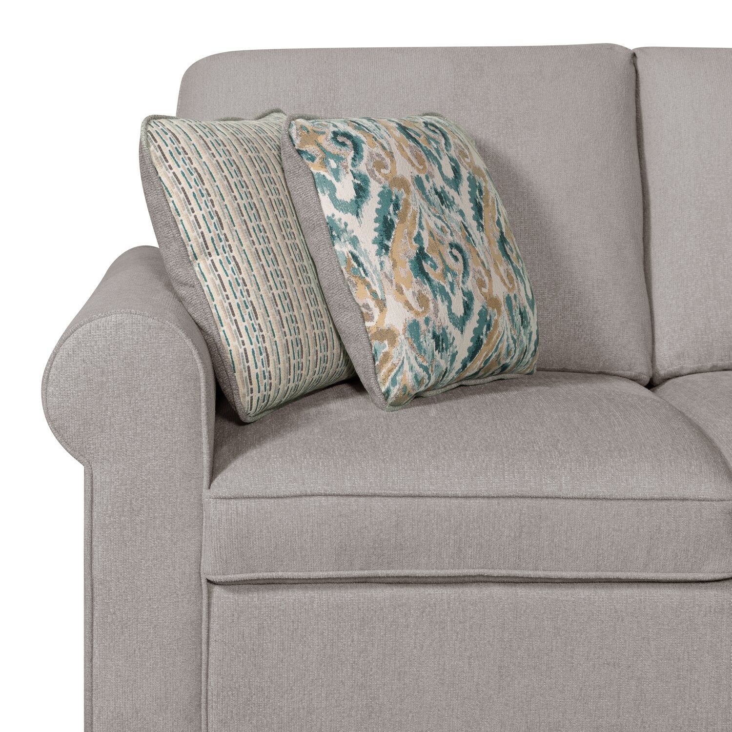Valley 2-Piece Right-Facing Chenille Sleeper Sectional - Grey - Image 5