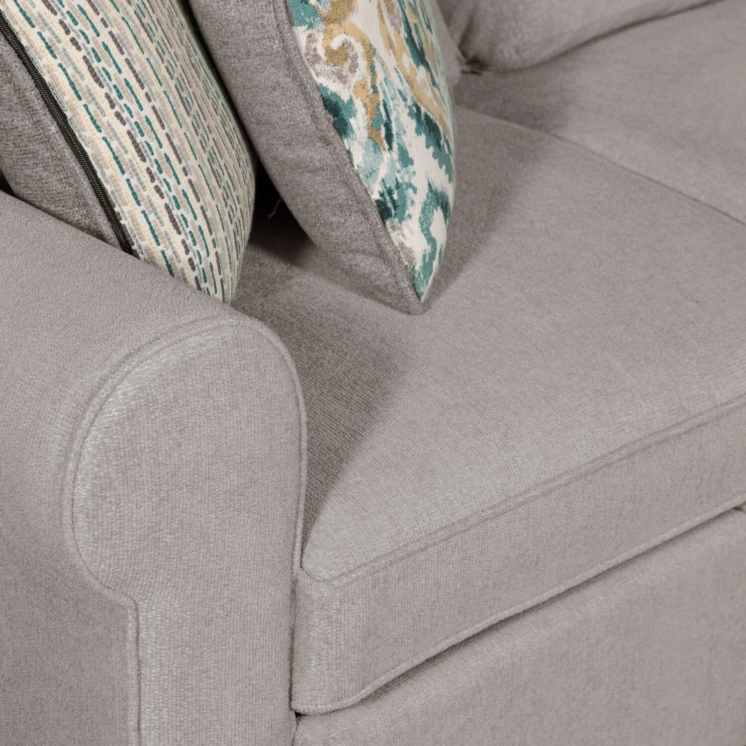Valley 2-Piece Right-Facing Chenille Sleeper Sectional - Grey - Image 6