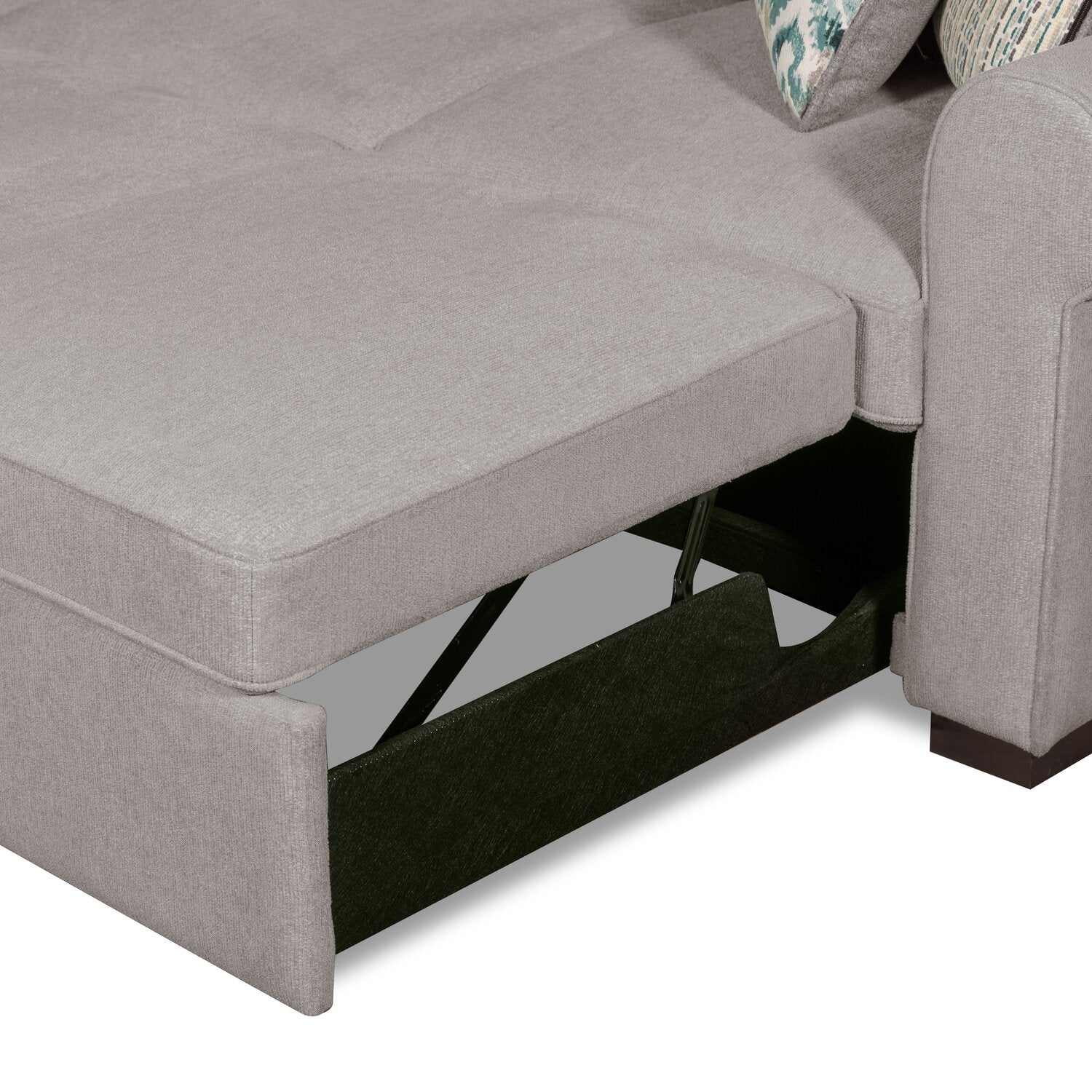 Valley 2-Piece Right-Facing Chenille Sleeper Sectional - Grey - Image 7