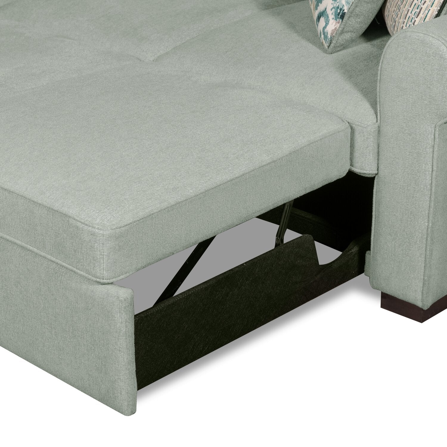 Valley 2-Piece Right-Facing Chenille Sleeper Sectional - Seafoam - Image 6