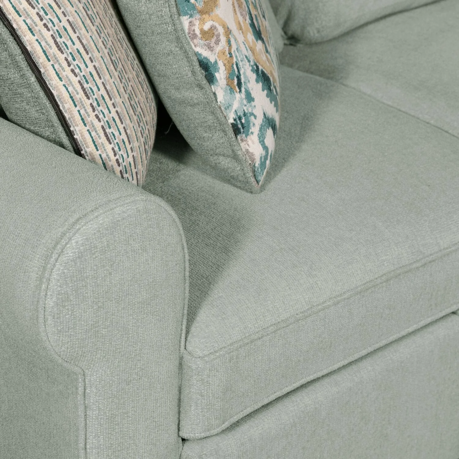 Valley 2-Piece Right-Facing Chenille Sleeper Sectional - Seafoam - Image 7