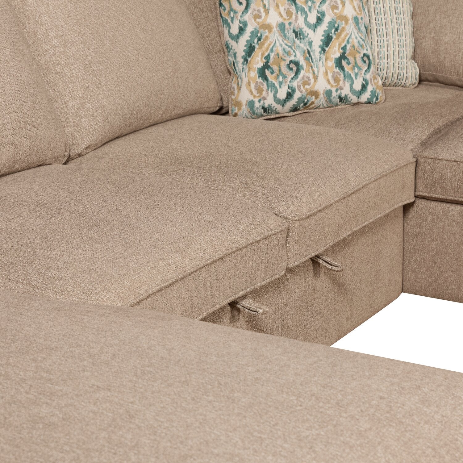 Valley 3-Piece Chenille Left-Facing Sleeper Sectional - Taupe - Image 9