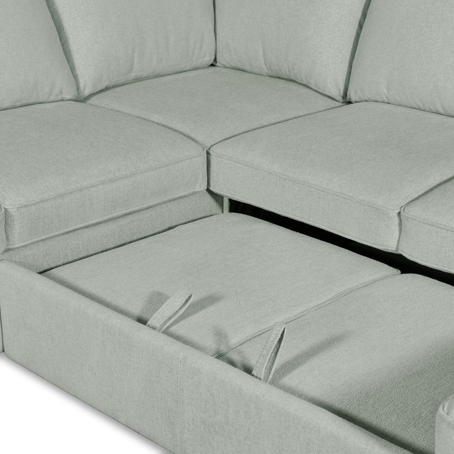 Valley 3-Piece Chenille Right-Facing Sleeper Sectional - Seafoam - Image 9