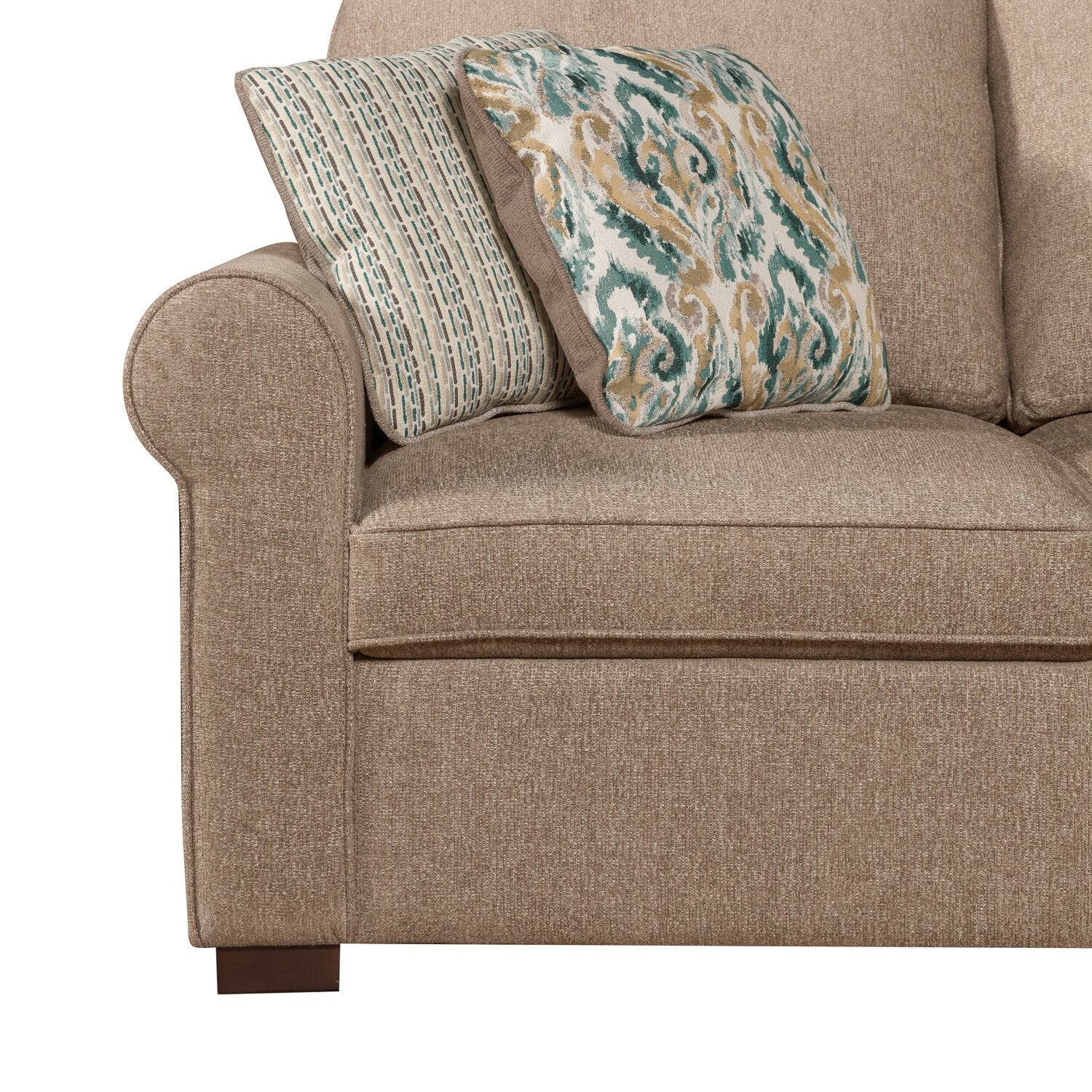 Valley 3-Piece Chenille Right-Facing Sleeper Sectional - Taupe - Image 6