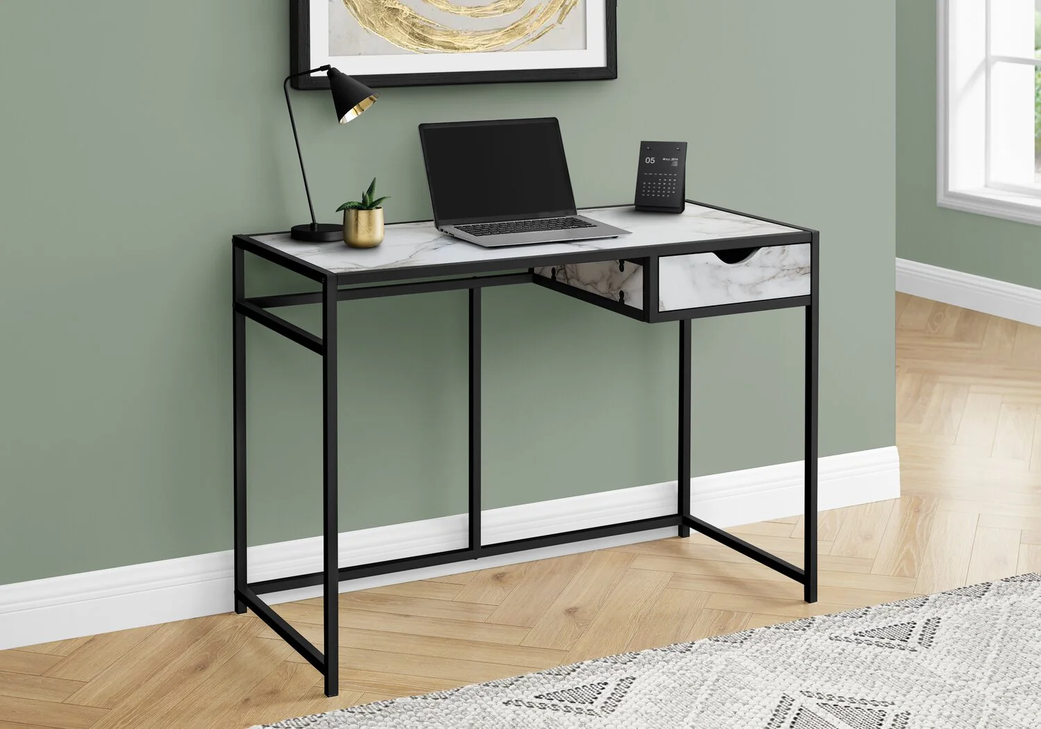 Vergas Desk - White Marble-Look - Image 3