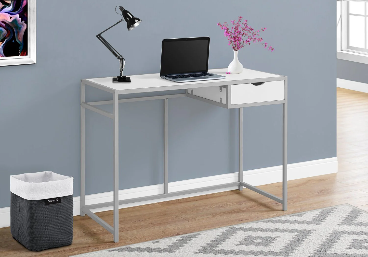 Vergas Desk - White/Silver - Image 3