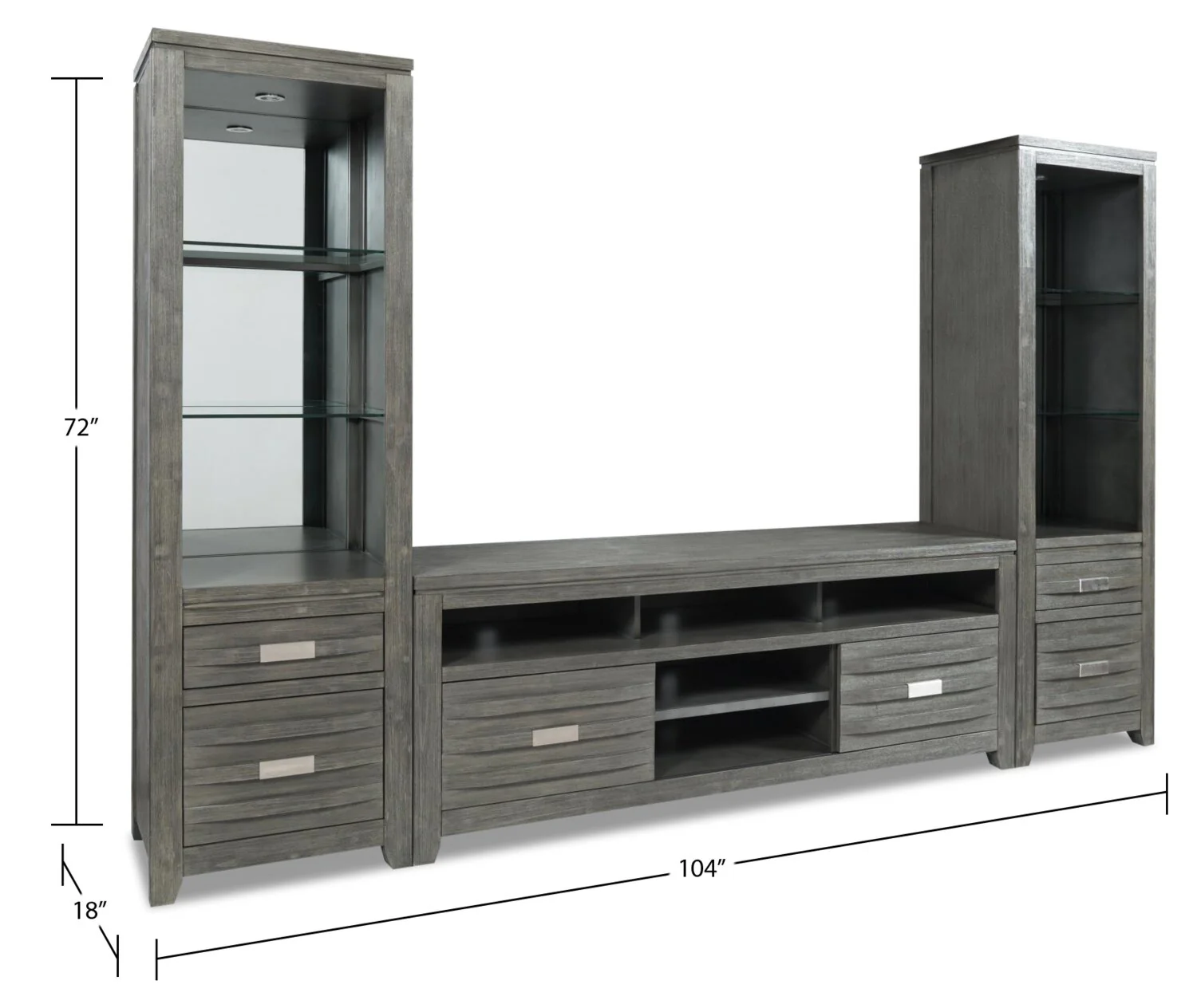 Vizela 3-Piece Entertainment Centre with 50" TV Opening - Grey - Image 8