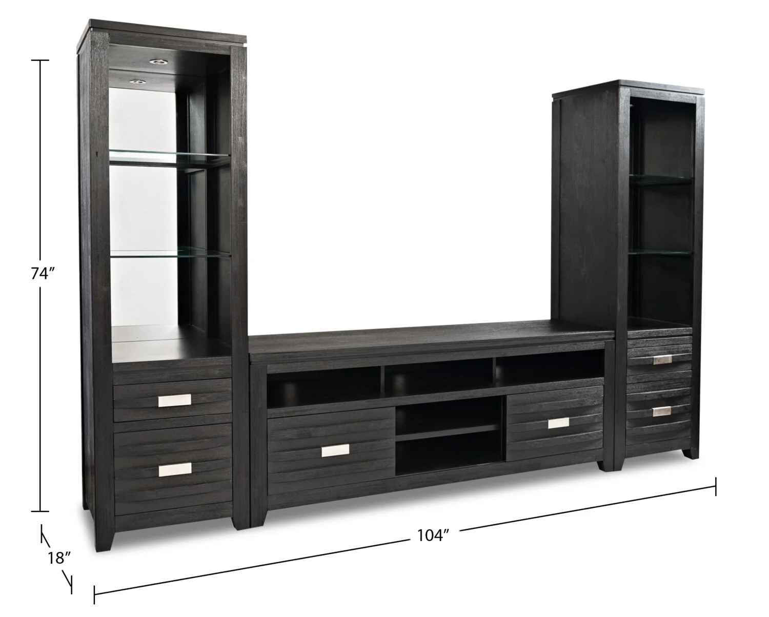 Vizela 3-Piece Entertainment Centre with 60" TV Opening - Charcoal - Image 8