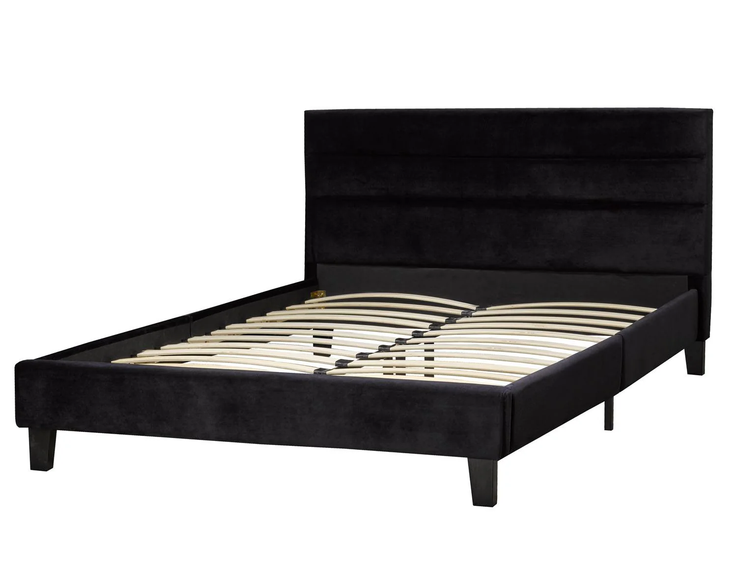 Volos Velvet Queen Platform Bed - Black