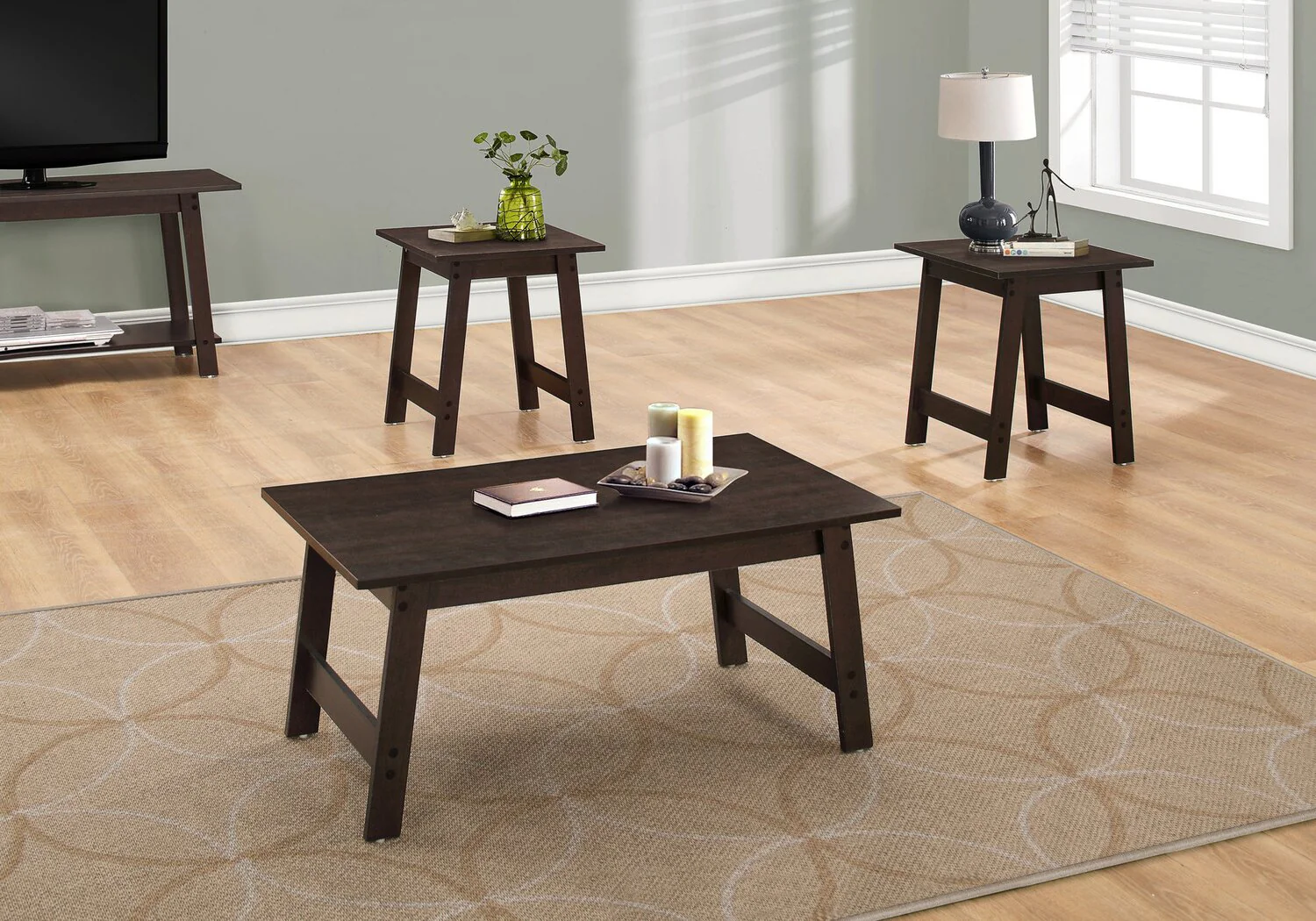 Waddington 3-Piece Coffee and Two End Tables Package - Espresso - Image 3