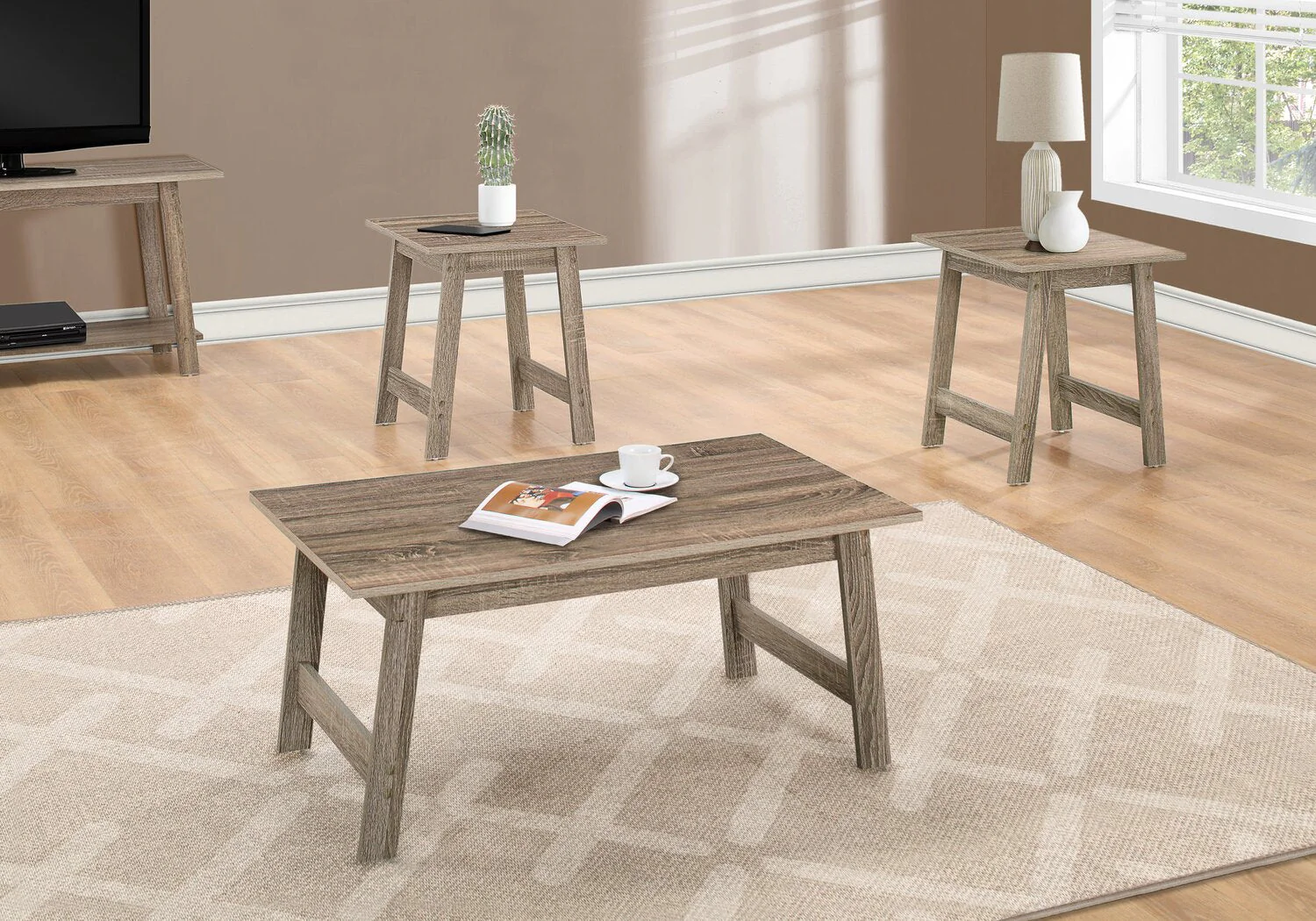 Waddington 3-Piece Coffee and Two End Tables Package - Taupe - Image 3