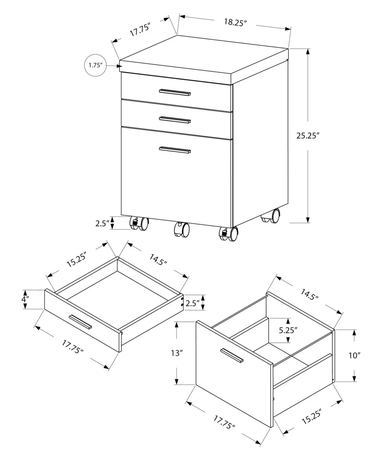 Walcourt Filing Cabinet - Dark Taupe - Image 4