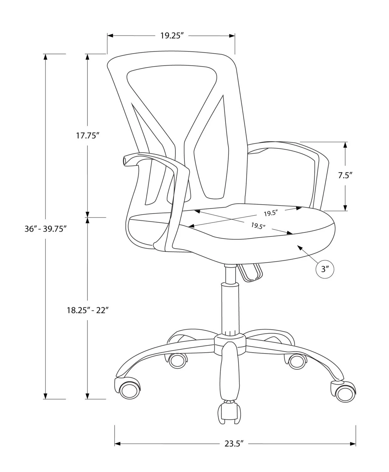 Walsh Office Chair - Black/Chrome - Image 4