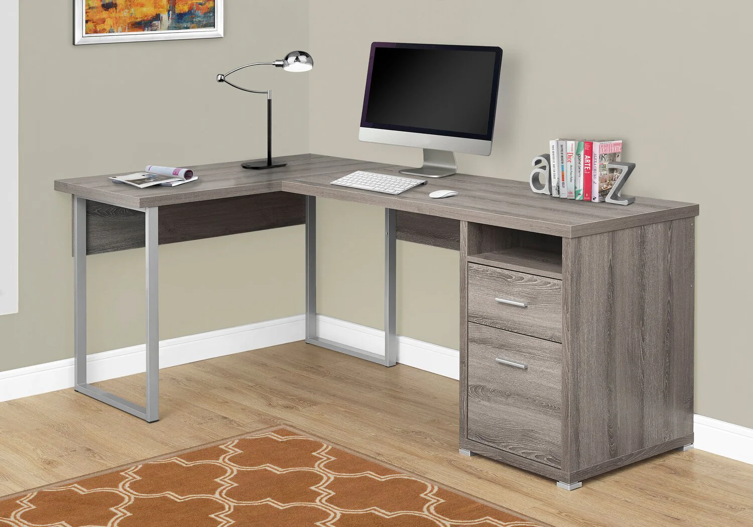 Wasta Reversible L-Shaped Desk - Dark Taupe - Image 3