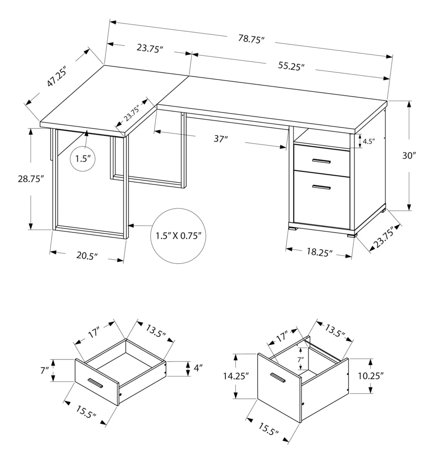 Wasta Reversible L-Shaped Desk - Dark Taupe - Image 5