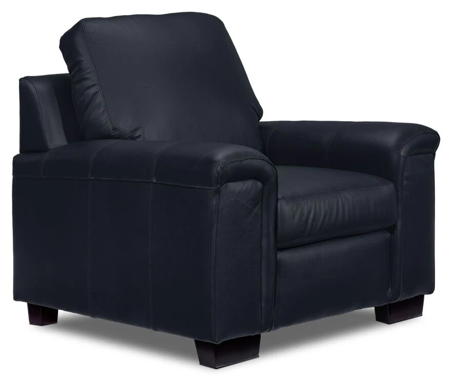 Webster Leather Sofa and Chair Set - Navy - Image 3