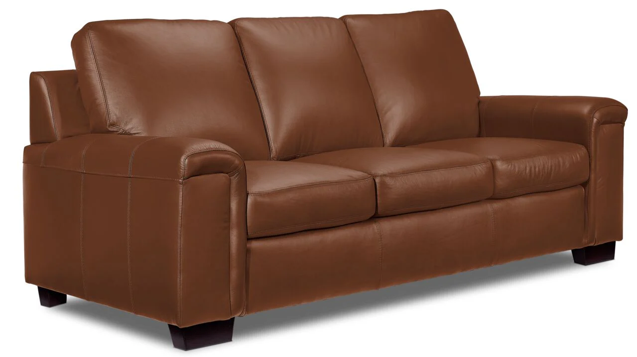 Webster Leather Sofa and Loveseat Set - Saddle - Image 2