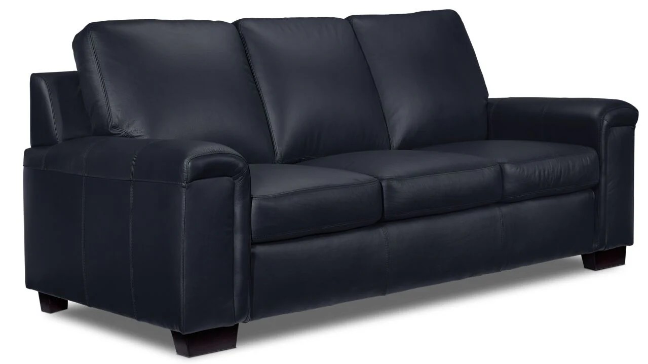 Webster Leather Sofa, Loveseat and Chair Set - Navy - Image 2