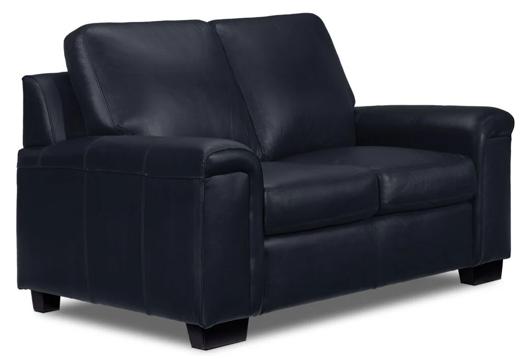 Webster Leather Sofa, Loveseat and Chair Set - Navy - Image 3