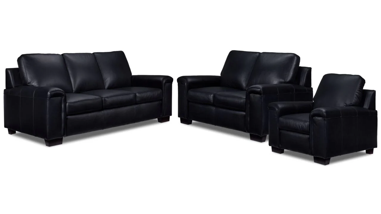 Webster Leather Sofa, Loveseat And Chair Set - Black
