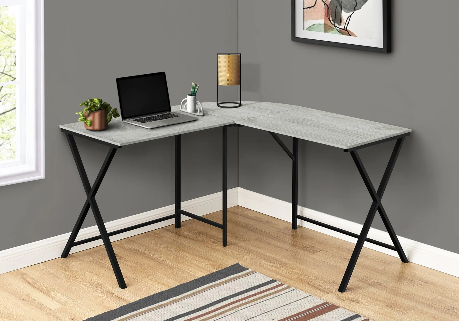 Weimar L-Shaped Corner Desk - Grey - Image 5