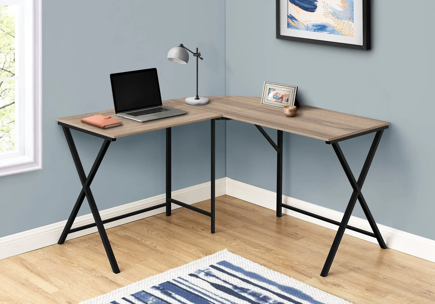 Weimar L-Shaped Corner Desk - Taupe - Image 5