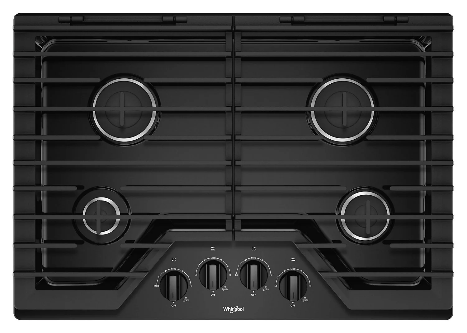 Whirlpool 30-Inch Gas Cooktop with EZ-2-Lift™ Hinged Cast-Iron Grates - WCG55US0HB