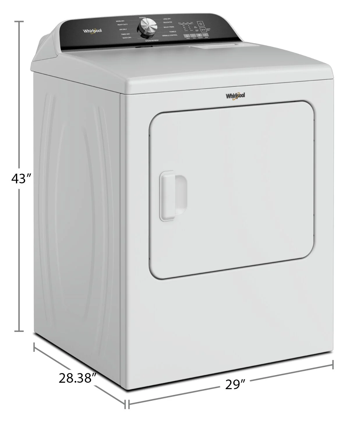 Whirlpool 7 Cu. Ft. Electric Dryer with Moisture Sensor and Steam - YWED6150PW - Image 7