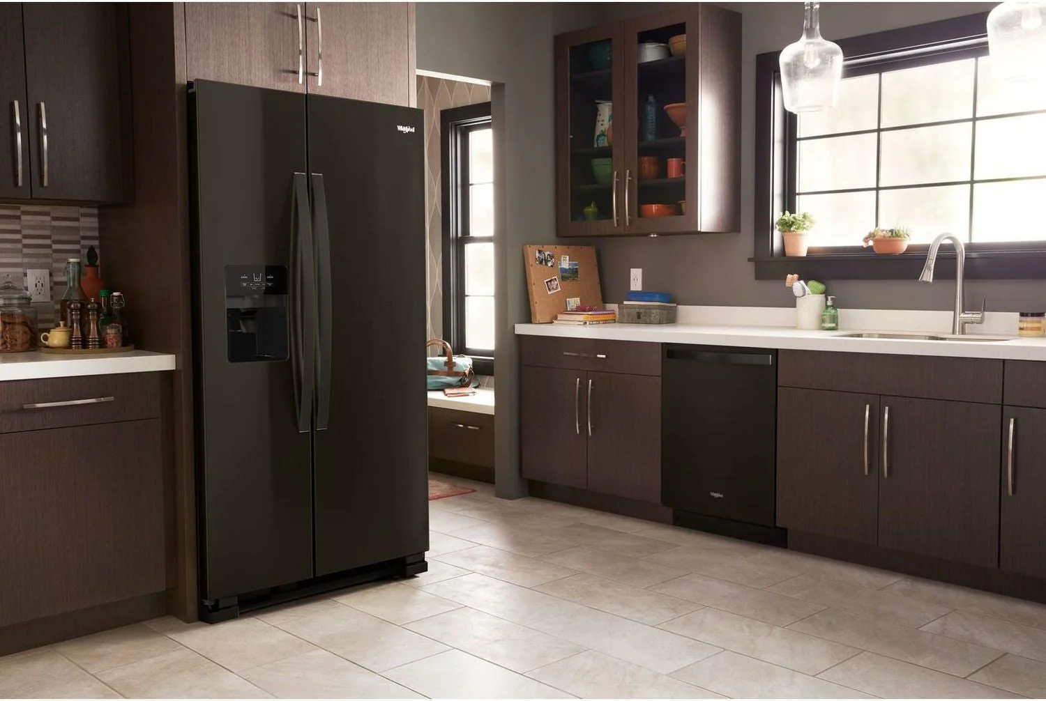 Whirlpool Black Stainless Steel Side-by-Side Refrigerator (25 Cu. Ft.) - WRS325SDHV - Image 2